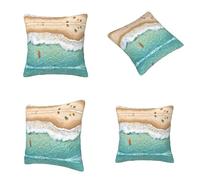 Kwjsdfea Funda de cojín cuadrada con estampado de playa romántica, para sofá, sala de estar, 45,7 x 45,7 cm