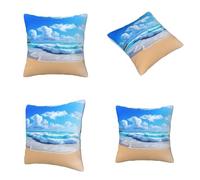 Kwjsdfea Fundas de cojín cuadradas con estampado de playa y mar para sofá, sala de estar, 45,7 x 45,7 cm