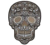 KWM - Parche termoadhesivo, diseño de calavera de plata, color negro