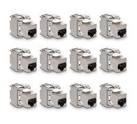 kwmobile 12x Módulo Keystone Cat 6A - Sistema de Bloqueo rápido Carcasa metálica 10Gbit/s - Montaje sin Herramientas al Panel de conexión Modular