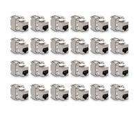 kwmobile 24x Módulo Keystone Cat 6A - Sistema de Bloqueo rápido Carcasa metálica 10Gbit/s - Montaje sin Herramientas al Panel de conexión Modular