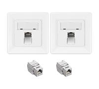 kwmobile 2X Módulo Keystone blindado RJ45 - Conectores con Carcasa metálica para Cables Cat 6A con 2X Aplique de Pared - Montaje sin Herramientas