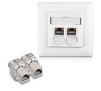 kwmobile 2X Módulo Keystone Cat 6A - Carcasa metálica RJ45 10Gbit/s y un Aplique de Pared - Montaje sin Herramientas y Cierre a presión