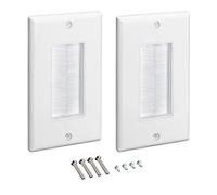 kwmobile 2X Placa de Pared con Cepillo - Set de pasacables para enchufes - Cubierta empotrable para tapar Cables Salidas Hoyos cableado - Blanco