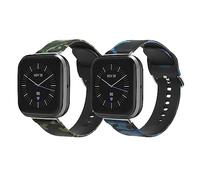 kwmobile 2x Pulsera compatible con Fitbit Versa 4 / Sense 2 / Versa 3 / Sense - Brazalete de silicona y TPU camouflage negro/verde claro/verde oscuro