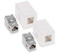kwmobile 2X Roseta RJ45 para Pared con 2 módulos Keystone - 1 Puerto Ethernet CAT6A - Caja de Red para Superficie - Conector blindado para Internet