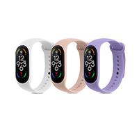 kwmobile 3X Brazalete Compatible con Xiaomi Mi Band 7 - Pulsera de TPU para Fitness Tracker en Blanco/Rosa Palo/Lila