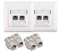 kwmobile 4X Módulo Keystone Cat 6A - Carcasa metálica RJ45 10Gbit/s con Aplique de Pared - Montaje sin Herramientas y Cierre a presión