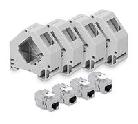kwmobile 4X Módulo Keystone para Cable CAT6A - Conector RJ45 blindado con Soporte de raíl DIN - Adaptador con Carcasa para Cables de Red Ethernet
