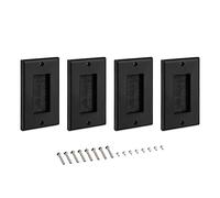 kwmobile 4x Placa de pared con cepillo - Set de pasacables para enchufes de US - Cubierta empotrable para tapar cables salidas hoyos cableado - Negro