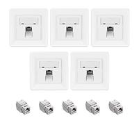 kwmobile 5X Módulo Keystone blindado RJ45 - Conectores con Carcasa metálica para Cables Cat 6A con 5X Aplique de Pared - Montaje sin Herramientas