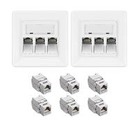 kwmobile 6X Módulo Keystone blindado RJ45 - Conectores con Carcasa metálica para Cables Cat 6A con 2X Aplique de Pared - Montaje sin Herramientas