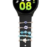 kwmobile Accesorios para Correa de Reloj Inteligente Universal Compatible con 20-22mm Smartwatch Strap (Universal) - 5X Anillos de Cuentas Decoracion Smartwatch - Azul/Azul Claro/Blanco