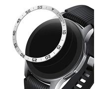 kwmobile Anillo Protector Adhesivo Compatible con Samsung Galaxy Watch (46mm) / Galaxy Gear S3 Frontier & Classic - Bisel para smartwatch en Plata/Negro