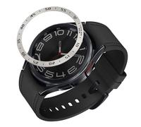 kwmobile Anillo protector adhesivo compatible con Samsung Galaxy Watch 6 Classic 43mm - Bisel para smartwatch en plata/negro