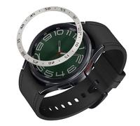 kwmobile Anillo protector adhesivo compatible con Samsung Galaxy Watch 6 Classic 47mm - Bisel para smartwatch en plata/negro
