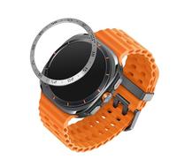 kwmobile Anillo protector adhesivo compatible con Samsung Galaxy Watch Ultra 47mm - Bisel para smartwatch en plata/negro