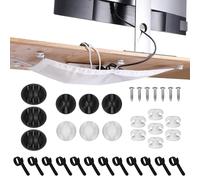 kwmobile Bandeja Organizador Cables Escritorio - Cesto Recoge Cables Mesa Escritorio 63,5 x 24 cm - Se Instala Debajo de la Mesa - Ideal para Dueños de Mascotas - Blanco