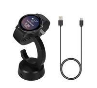 kwmobile Base de Carga Compatible con Garmin Vivoactive 6 / Vivoactive 5 / Forerunner 55 255 165 965 Base - Soporte para Cargar Smartwatch con Imán - con Cable Largo de 100 cm - Negro