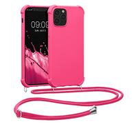kwmobile Carcasa Colgante Compatible con Apple iPhone 12 / iPhone 12 Pro Funda con Cuerda - Funda con Correa Colgante Ajustable - Rosa neón Mate