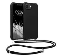 kwmobile Carcasa Colgante Compatible con Apple iPhone 17e / iPhone 16e Funda con Cuerda - Funda con Correa Colgante Ajustable - Negro Mate