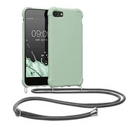 kwmobile Carcasa Colgante Compatible con Apple iPhone SE (2022/2020) / 8/7 Funda con Cuerda - Funda con Correa Colgante Ajustable - Gris Verdoso Mate