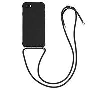 kwmobile Carcasa Colgante Compatible con Apple iPhone SE (2022/2020) / 8/7 Funda con Cuerda - Funda con Correa Colgante Ajustable - Negro Mate