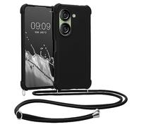 kwmobile Carcasa Colgante Compatible con ASUS Zenfone 10 Funda con Cuerda - Funda con Correa Colgante Ajustable - Negro Mate