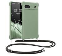 kwmobile Carcasa Colgante Compatible con Google Pixel 6a Funda con Cuerda - Funda con Correa Colgante Ajustable - Gris Verdoso Mate