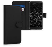 kwmobile Carcasa Compatible con Alcatel 1C (2018) - Funda con Tapa y Tarjetero - Piel sintética Negro