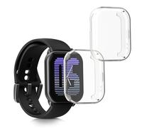 kwmobile Carcasa Compatible con Amazfit Active (A2211) Funda - 2X Protector Pantalla Completo - Ultrafino y antigolpes - Transparente