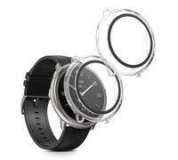 kwmobile Carcasa Compatible con Amazfit Active2 (A2437) Funda - 2X Protector Pantalla Completo de Cristal Templado - Ultrafino y antigolpes - Transparente