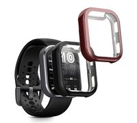 kwmobile Carcasa Compatible con Amazfit Bip 6 Funda - 2X Protector Pantalla Completo - Ultrafino y antigolpes - Negro/Fucsia Metalizado