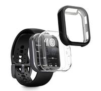 kwmobile Carcasa Compatible con Amazfit Bip 6 Funda - 2X Protector Pantalla Completo - Ultrafino y antigolpes - Negro/Transparente