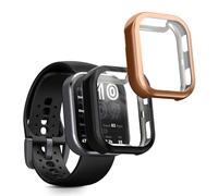 kwmobile Carcasa Compatible con Amazfit Bip 6 Funda - 2X Protector Pantalla Completo - Ultrafino y antigolpes - Negro/Negro/Oro Rosa