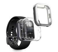 kwmobile Carcasa Compatible con Amazfit Bip 6 Funda - 2X Protector Pantalla Completo - Ultrafino y antigolpes - Transparente/Plata