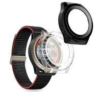 kwmobile Carcasa Compatible con Amazfit Cheetah/Amazfit Cheetah Pro Funda - 2X Protector Pantalla Completo de Cristal Templado - Ultrafino y antigolpes - Transparente/Negro