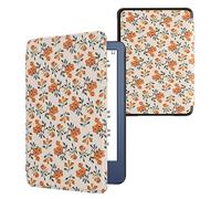 kwmobile Carcasa Compatible con Amazon Kindle (2022/2024) Funda - Funda con Tapa y Cierre magnético de Cuero sintético - Flores Amarillas