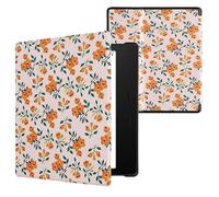 kwmobile Carcasa Compatible con Amazon Kindle Oasis 10. Generation Funda - Funda con Tapa y Cierre magnético de Cuero sintético - Flores Amarillas