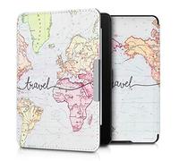 kwmobile Carcasa Compatible con Amazon Kindle Paperwhite (2012-2017) Funda - Funda con Tapa y Cierre magnético de Cuero sintético - Mapa Mundial
