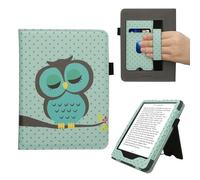 kwmobile Carcasa Compatible con Amazon Kindle Paperwhite (2024)/Colorsoft - Funda con Agarre elástico y Soporte - búho dormilón Turquesa/marrón/Menta