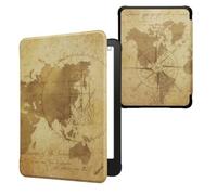 kwmobile Carcasa Compatible con Amazon Kindle Paperwhite (2024)/Colorsoft Funda - Funda con Tapa y Cierre magnético de Cuero sintético - mapamundi Vintage
