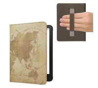 kwmobile Carcasa Compatible con Amazon Kindle Paperwhite (2024)/Colorsoft Funda - Funda e-Book con Solapa y Correa de Mano - mapamundi Vintage
