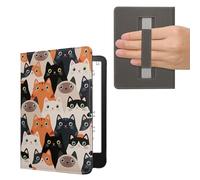 kwmobile Carcasa Compatible con Amazon Kindle Paperwhite (2024)/Colorsoft Funda - Funda e-Book con Solapa y Correa de Mano - Gatitos