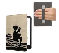 kwmobile Carcasa Compatible con Amazon Kindle Paperwhite (2024)/Colorsoft Funda - Funda e-Book con Solapa y Correa de Mano - Chica lectora