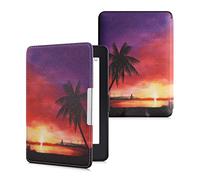 kwmobile Carcasa Compatible con Amazon Kindle Paperwhite Funda - Funda con Tapa y Cierre magnético de Cuero sintético - Palmera al Atardecer