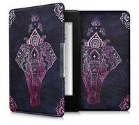 kwmobile Carcasa Compatible con Amazon Kindle Paperwhite Funda - Funda con Tapa y Cierre magnético de Cuero sintético - Elefante artístico