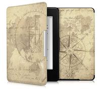 kwmobile Carcasa Compatible con Amazon Kindle Paperwhite Funda - Funda con Tapa y Cierre magnético de Cuero sintético - mapamundi Vintage