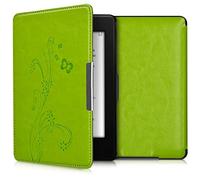 kwmobile Carcasa Compatible con Amazon Kindle Paperwhite Funda - Funda con Tapa y Cierre magnético de Cuero sintético - Flores y Mariposas