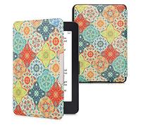 kwmobile Carcasa Compatible con Amazon Kindle Paperwhite Funda - Funda con Tapa y Cierre magnético de Cuero sintético - Azulejos árabes